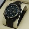 ساعه من OMEGA بلون اسود وسير جلد شمواه بنى | واتشز برايم