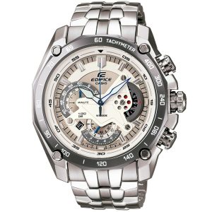 Casio Edifice Chronograph Watch with a Crisp White Dial