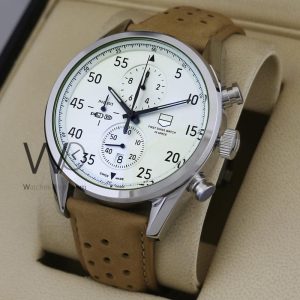 TAG Heuer Chronograph Men’s Watch Featuring a Clean White Design