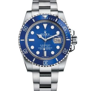 ساعه من rolex بلون ازرق وسير اسود من المعدن | واتشز برايم