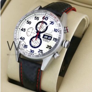 ساعه من Tag Heuer تعمل بعدادات وسير اسود من الفايبر