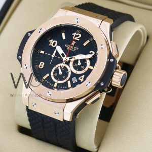ساعه من rolex بلون ازرق وسير اسود من المعدن | واتشز برايم