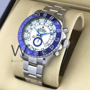 ساعه منrolex تعمل بعدادات بلون اسود وسير اسود من المطاط