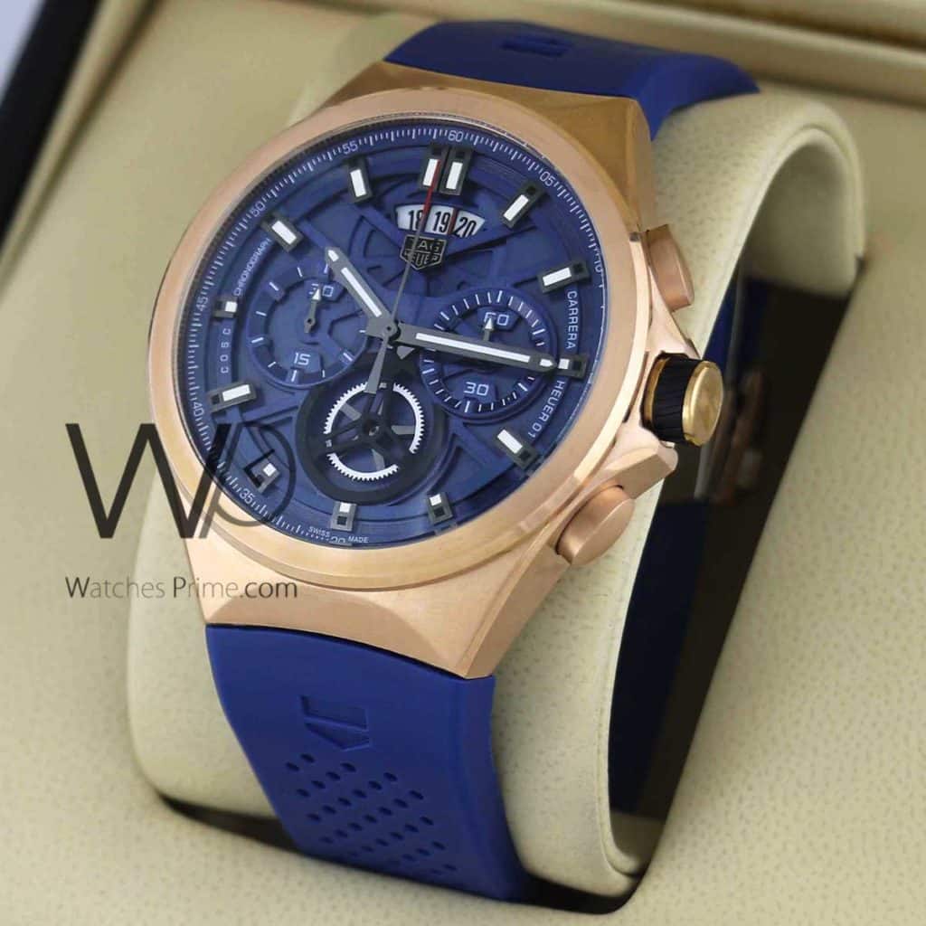 ساعه من Tag Heuer تعمل بعدادات وسير ازرق من المطاط | واتشز برايم