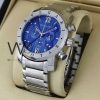 ساعةBvlgari تعمل بعدادات بلون أزرق وسير فضي من المعدن | Watches Prime