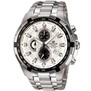 Casio Edifice Chronograph Watch with a Minimalistic White Dial Design