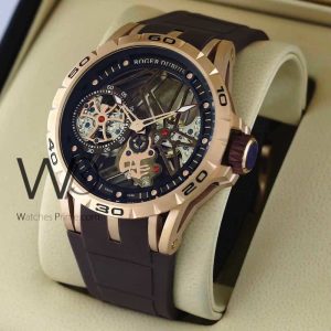 Roger Dubuis Men's Watch with a Brown Leather Strap and Elegant Design