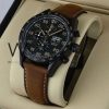 ساعه من TAG HEUER تعمل بعدادات بلون اسود وسير بنى من الجلد الطبيعى | واتشز برايم