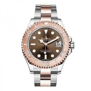 ساعه من rolex بلون بنى وسير فضى & نحاسى من المعدن