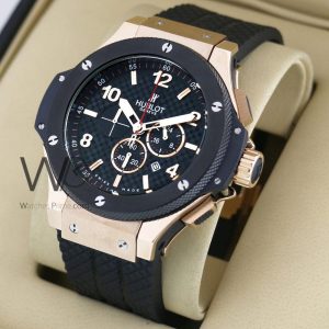 ساعه Hublot بلون اسود وسير اسود من المطاط | واتشز برايم