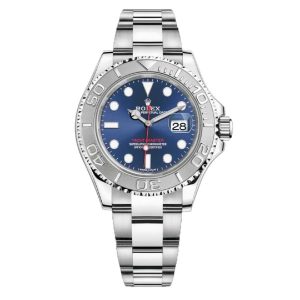ساعه من rolex بلون ازرق وسير فضى  من المعدن