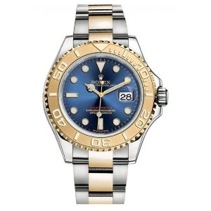 ساعه من rolex بلون ازرق وسير فضى & دهبى من المعدن
