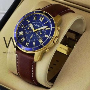 Fossil grant brown leather belt chronograph