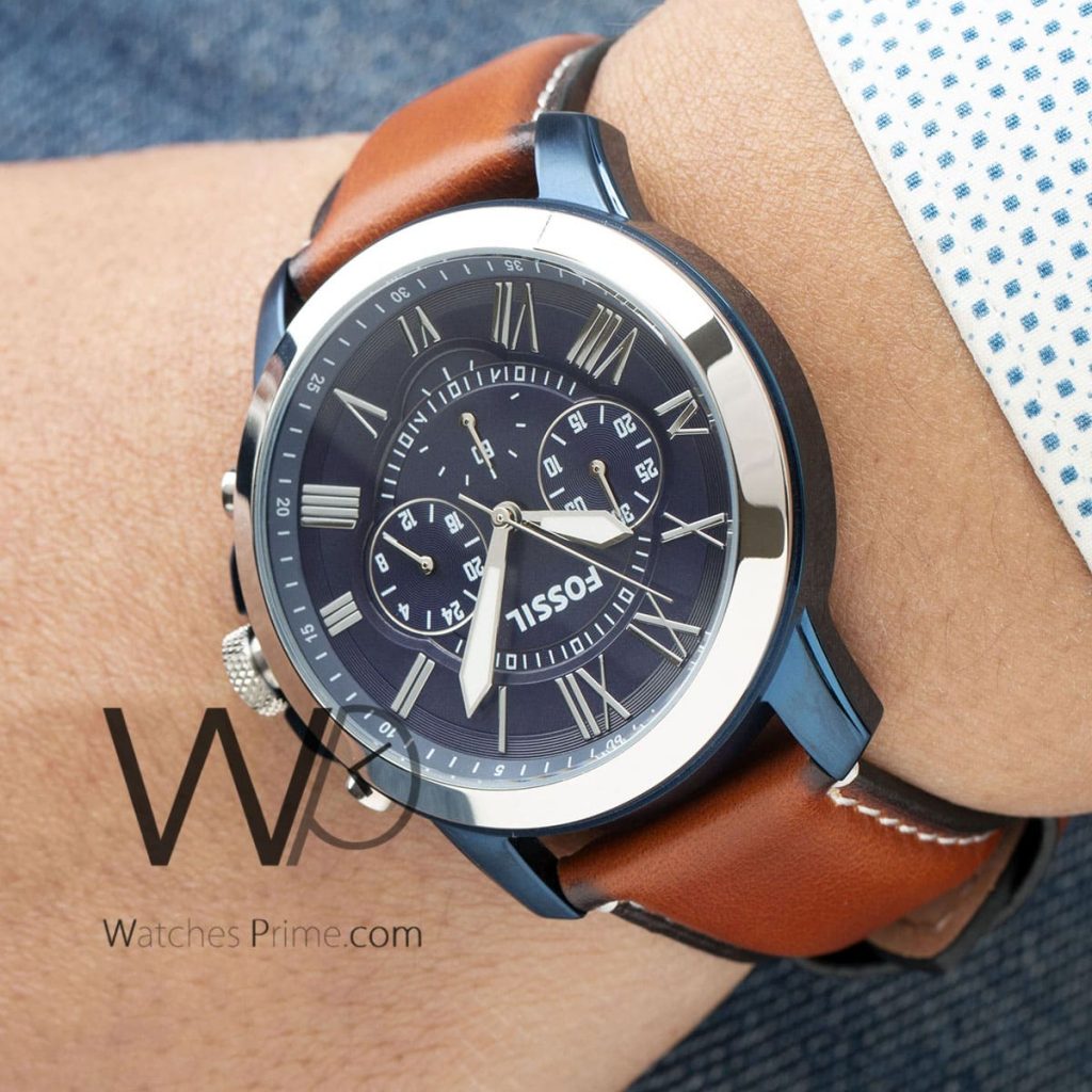 Fossil Grant Chronograph Brown Leather Belt | Watches Prime