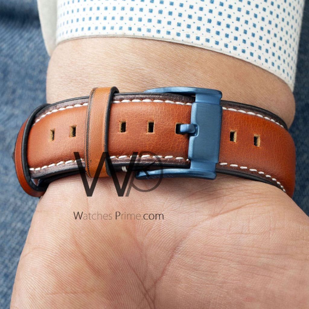 Fossil Grant Chronograph Brown Leather Belt | Watches Prime