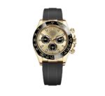 ساعه من rolex بلون دهبى وسير اسود من المطاط | واتشز برايم