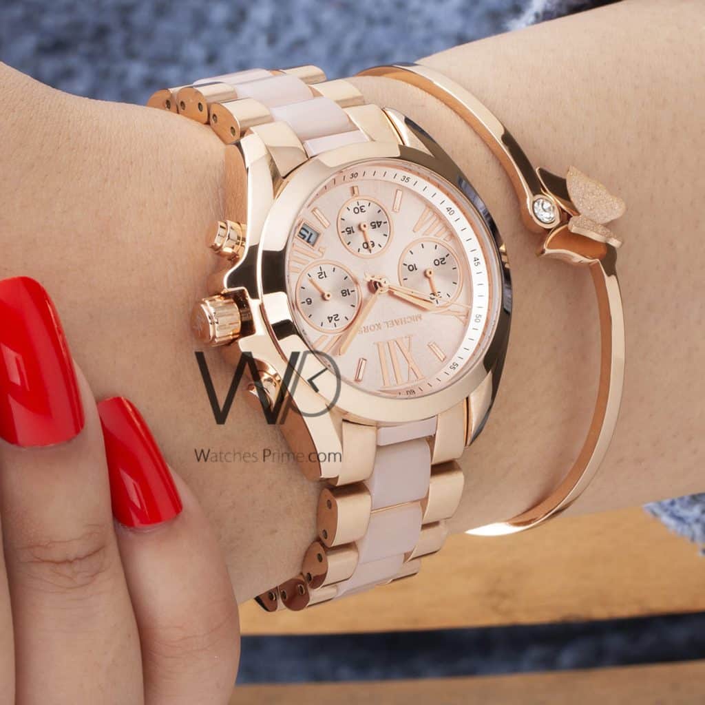 Michael Kors Chronograph Two tone Metal Belt | Watches Prime