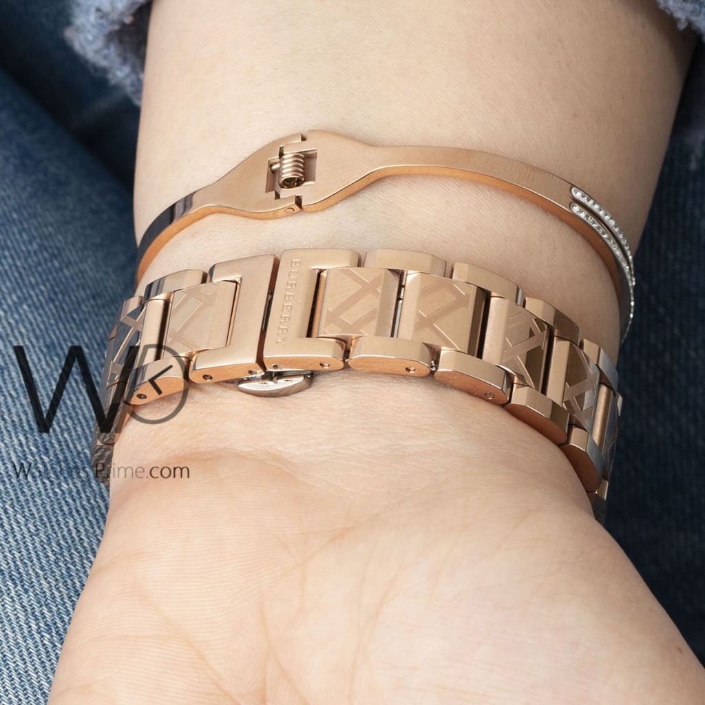 Burberry check Engraved Rose Gold Watch | Watches Prime