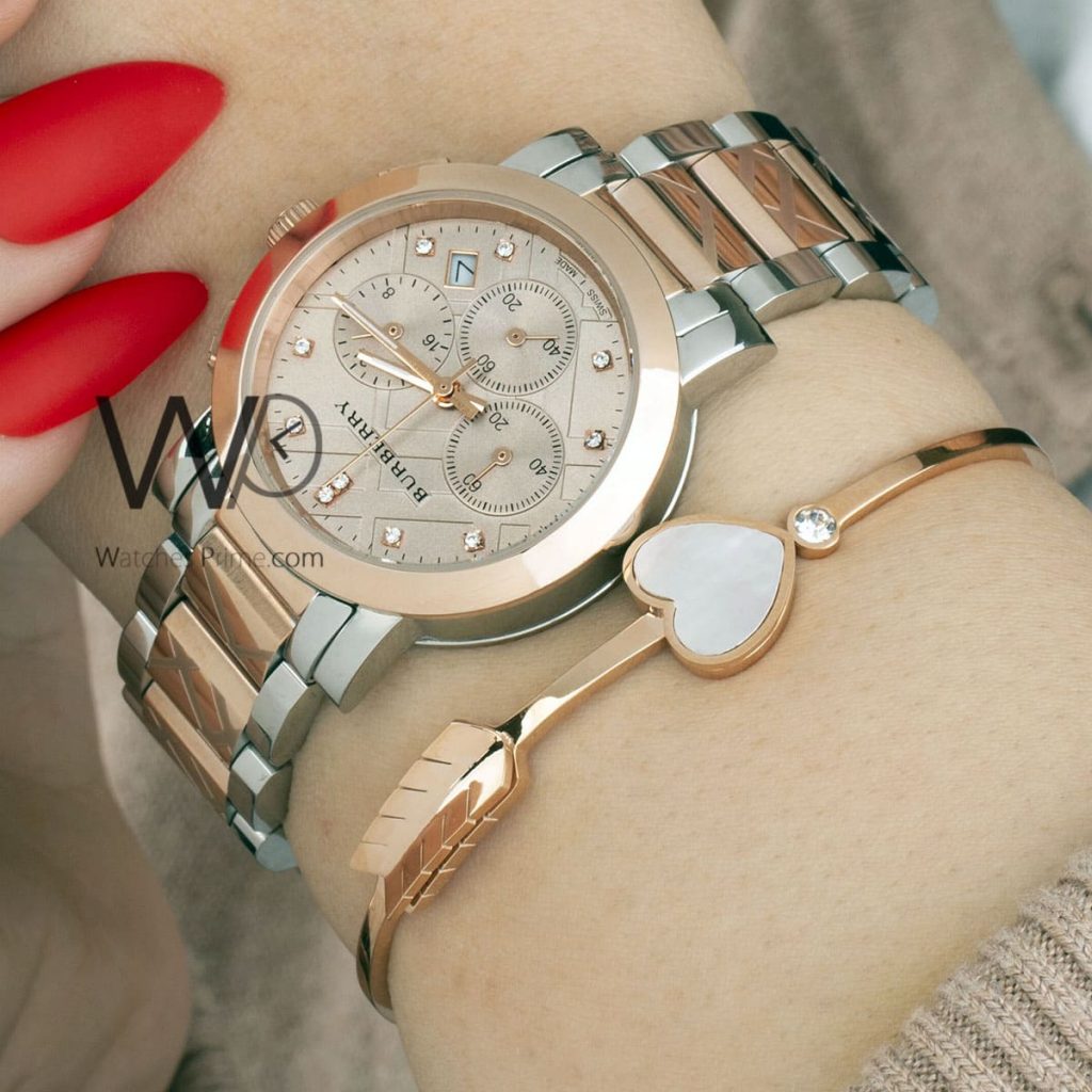 Burberry check Engraved Rose Gold Watch | Watches Prime