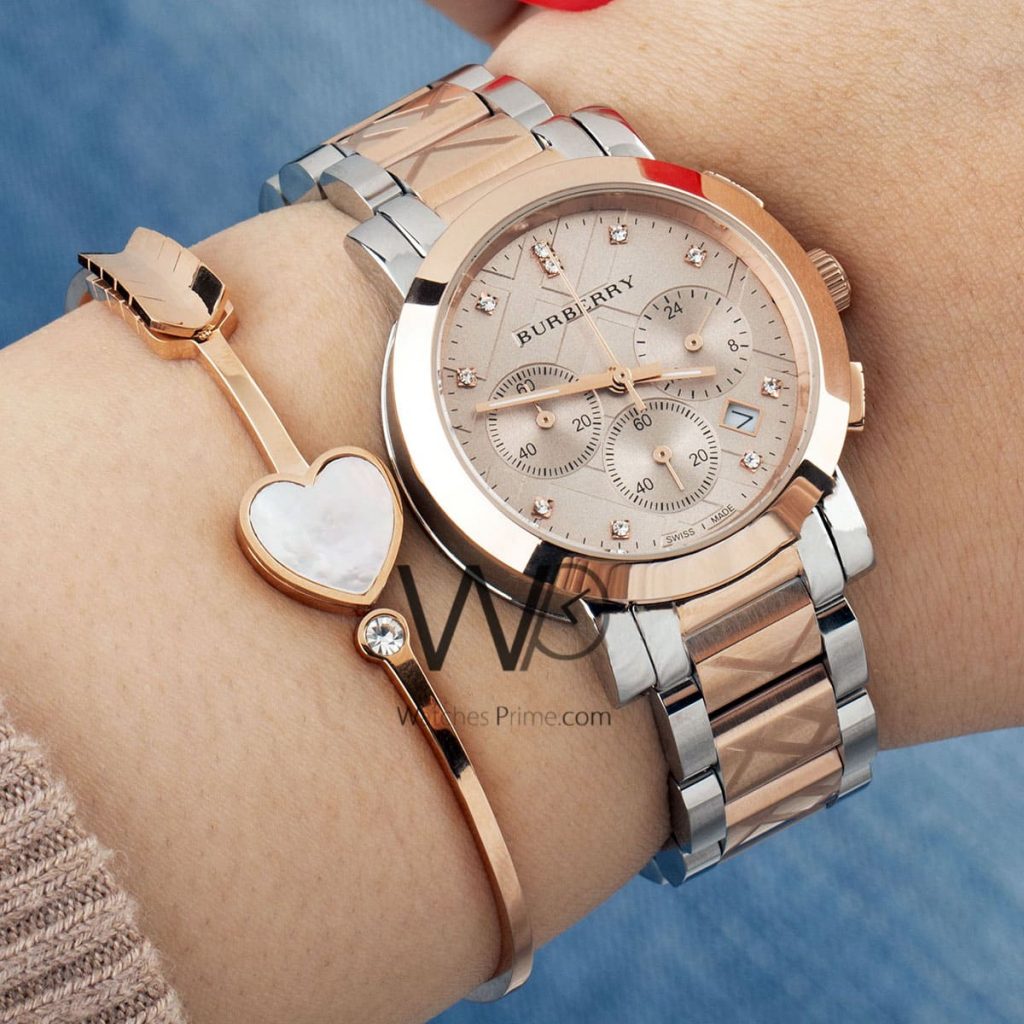 Burberry check Engraved Rose Gold Watch | Watches Prime