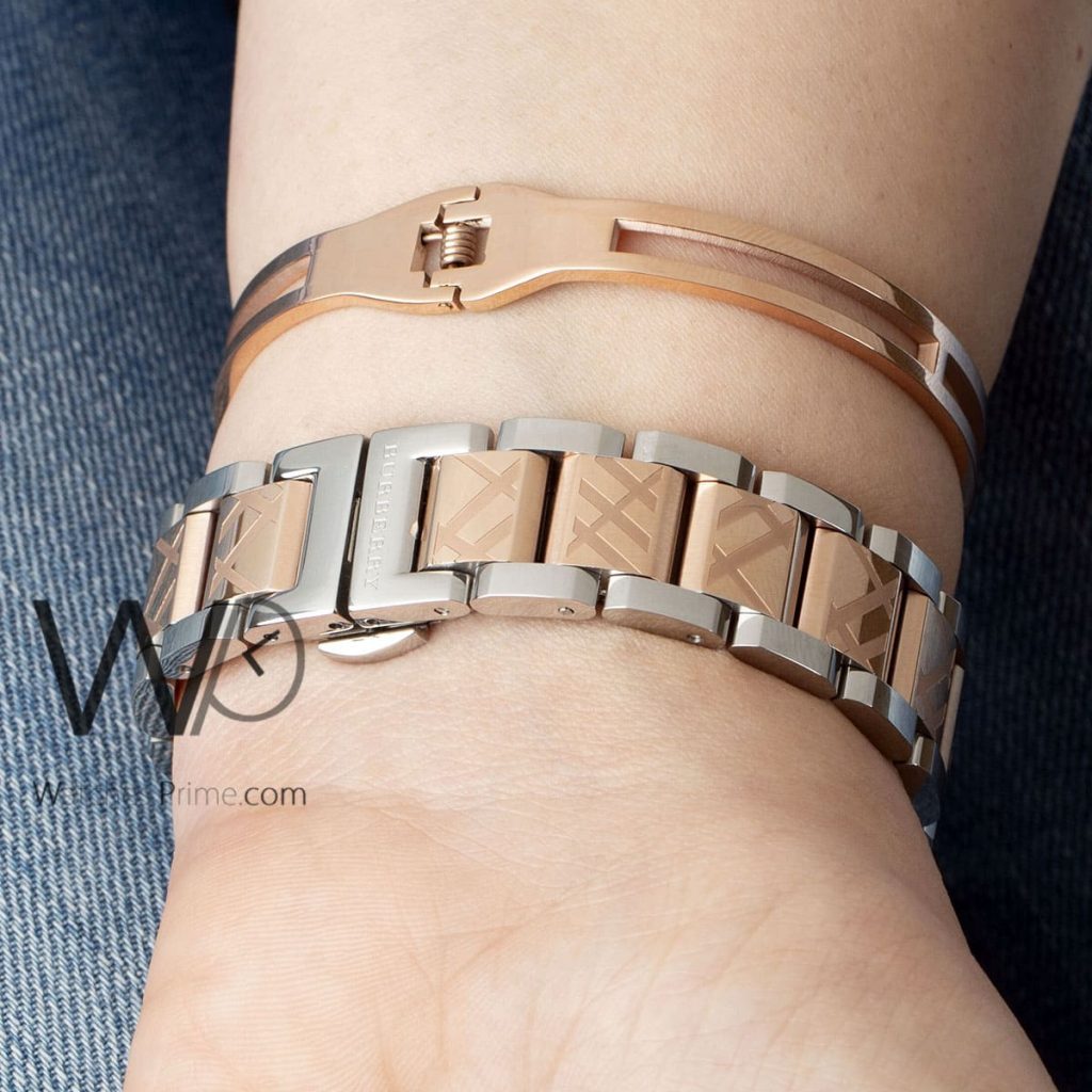 Burberry check Engraved Rose Gold Watch | Watches Prime