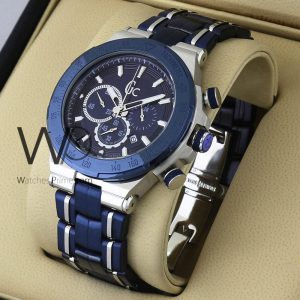 Guess Collection Blue Dial Chronograph with Polished Metal Finish