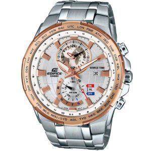 Casio Edifice men's wristwatch with a classic white chronograph dial