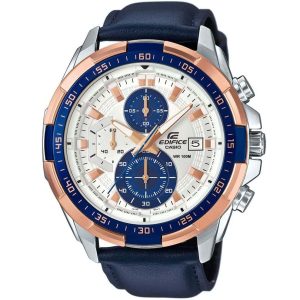 Casio Edifice men’s chronograph, featuring a clean white dial