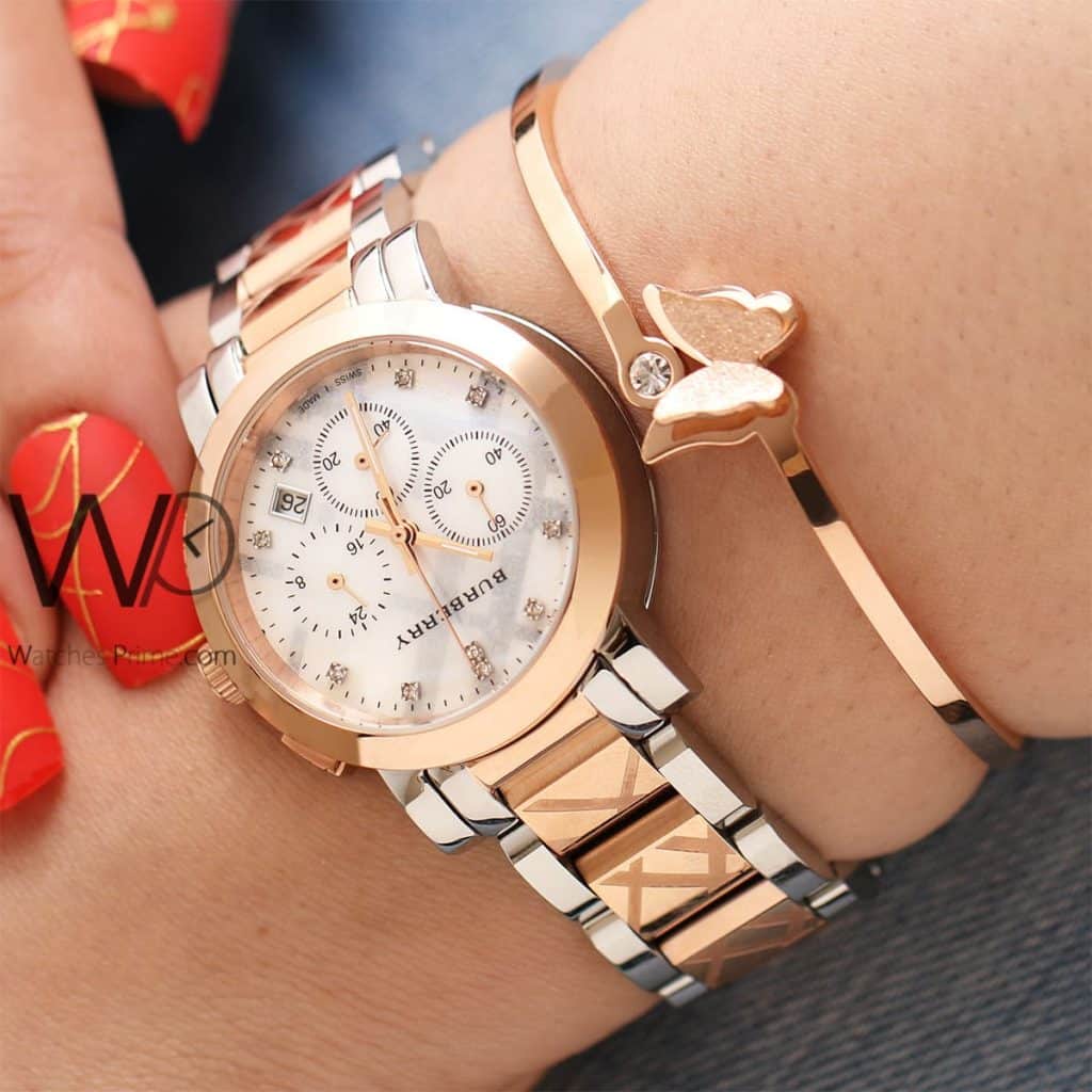Burberry check Engraved White Women's Watch | Watches Prime