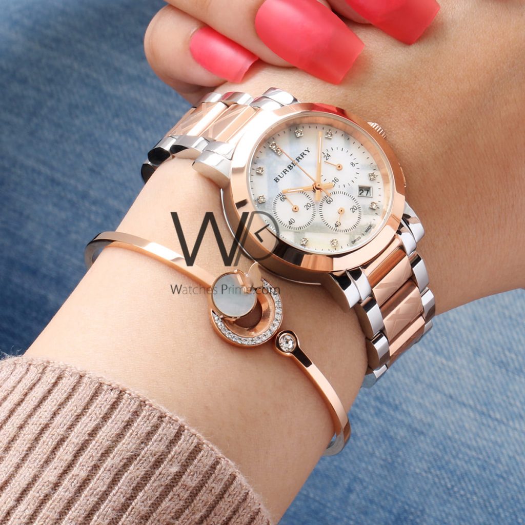 Burberry check Engraved White Women's Watch | Watches Prime