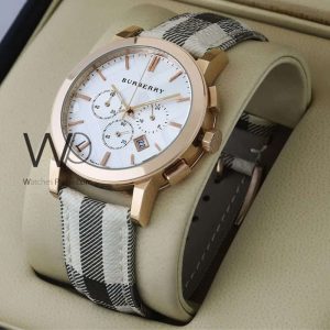 Burberry Watch with Multicolored Leather Belt for Unique Style