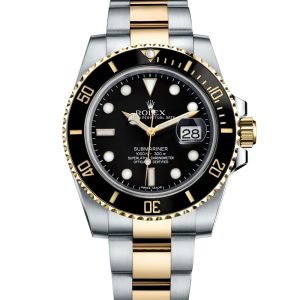 ساعه من rolex تعمل بعدادات بلون اسود وسير فضى * دهبى من المعدن