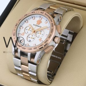 Versace two-tone strap watch for men, timeless elegance