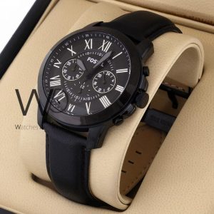 Sleek Fossil Grant black dial chronograph watch for men