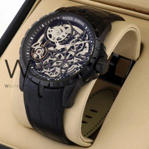 Roger dubuis men's watch black leather belt