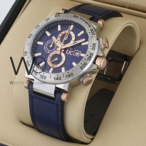 Guess Collection blue leather strap watch, modern style