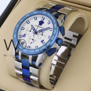Versace white watch for men metal belt