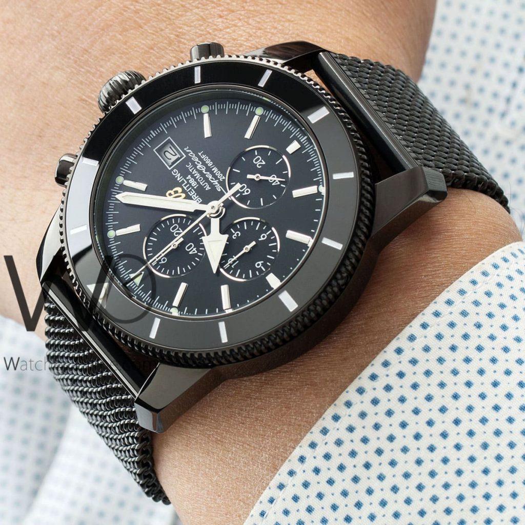 Breitling Men's Watch with Black Metal Belt | Watches Prime