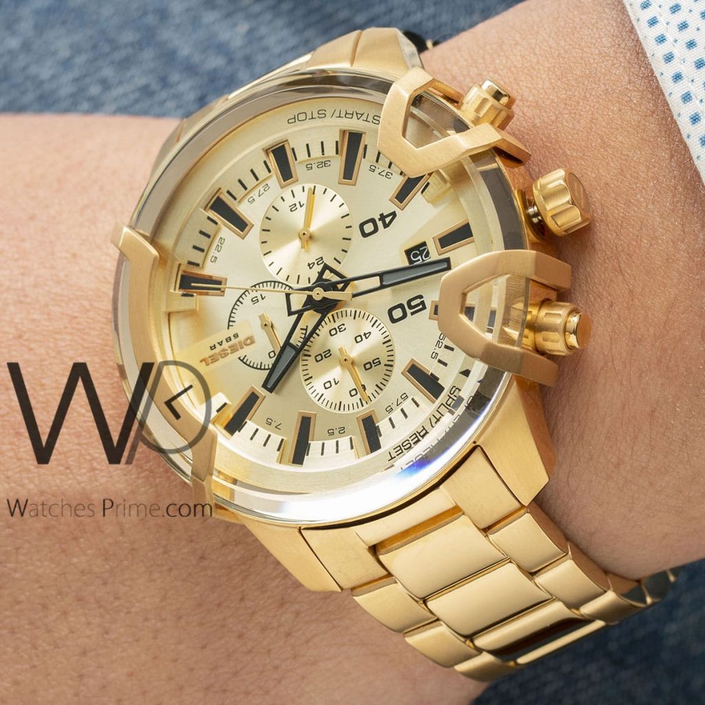 Diesel Watch Chronograph Gold Metal strap | Watches Prime