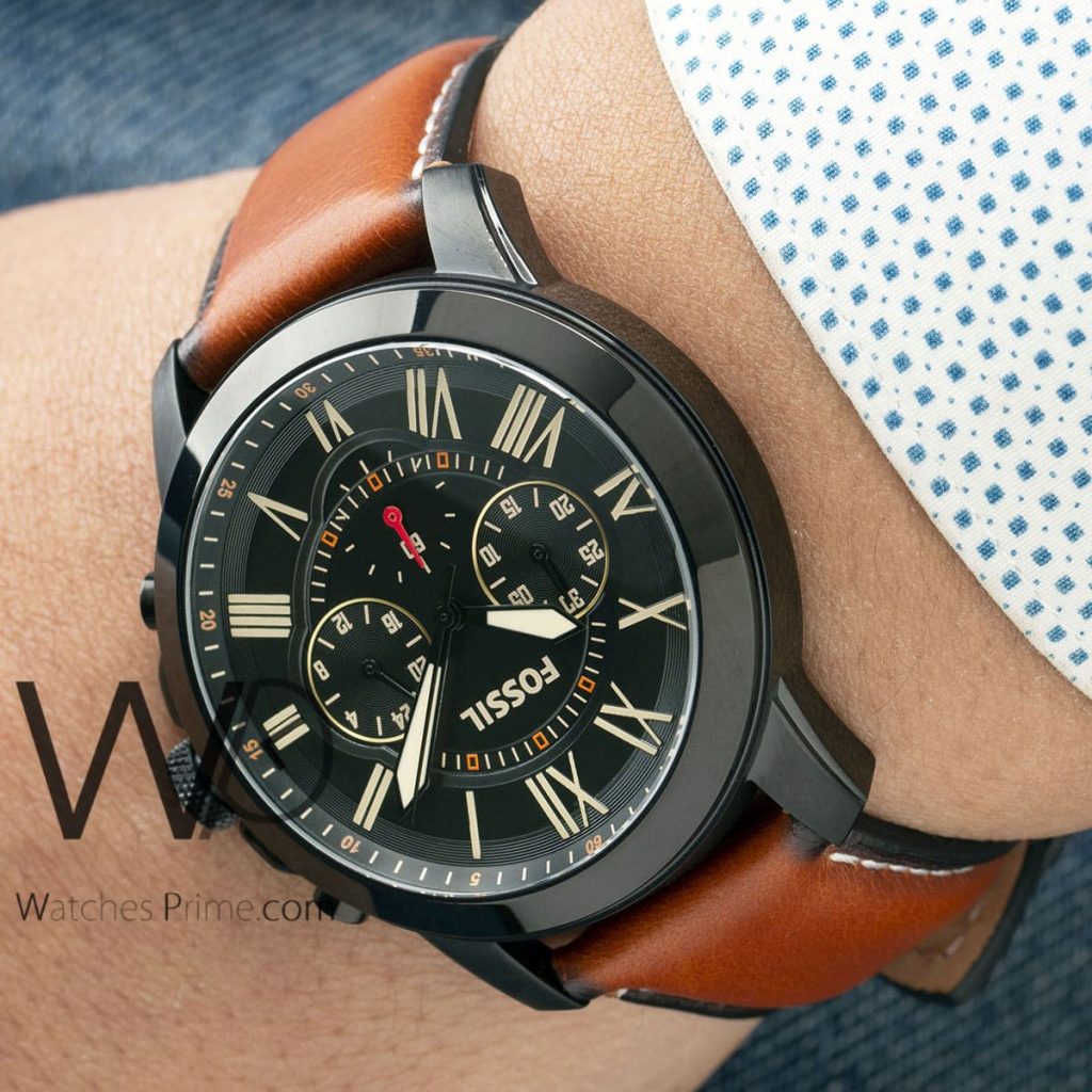 Fossil Grant Chronograph Brown Leather Strap | Watches Prime