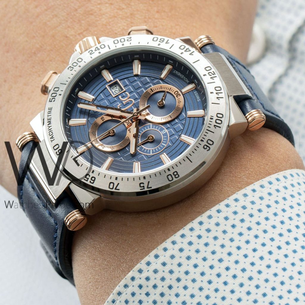 Guess Collection Watch Blue Leather Belt | Watches Prime