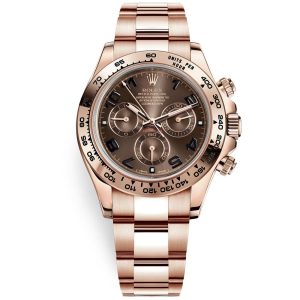 ساعة ROLEX PERPETUAL SUPERLATIVE CHRONOMETER رسميًا من COSMOGRAPH DAYTONA باللون البني مع حزام من الفولاذ المقاوم للصدأ باللون الذهبي الوردي