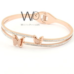 Butterflies metal rose gold women bracelet