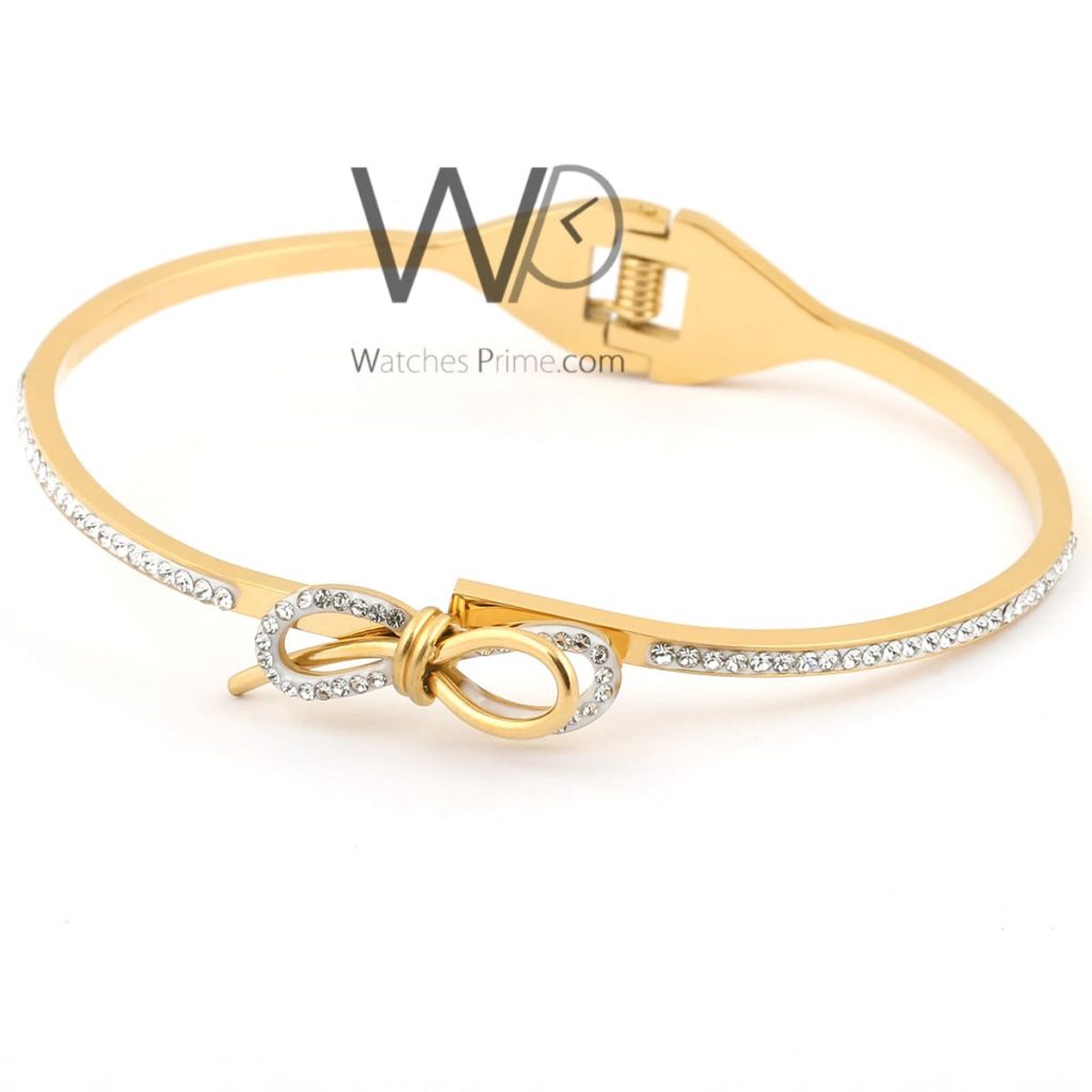 Bowknot women bracelet gold stainless steel | Watches Prime