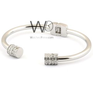 Women bracelet with diamonds silver metal