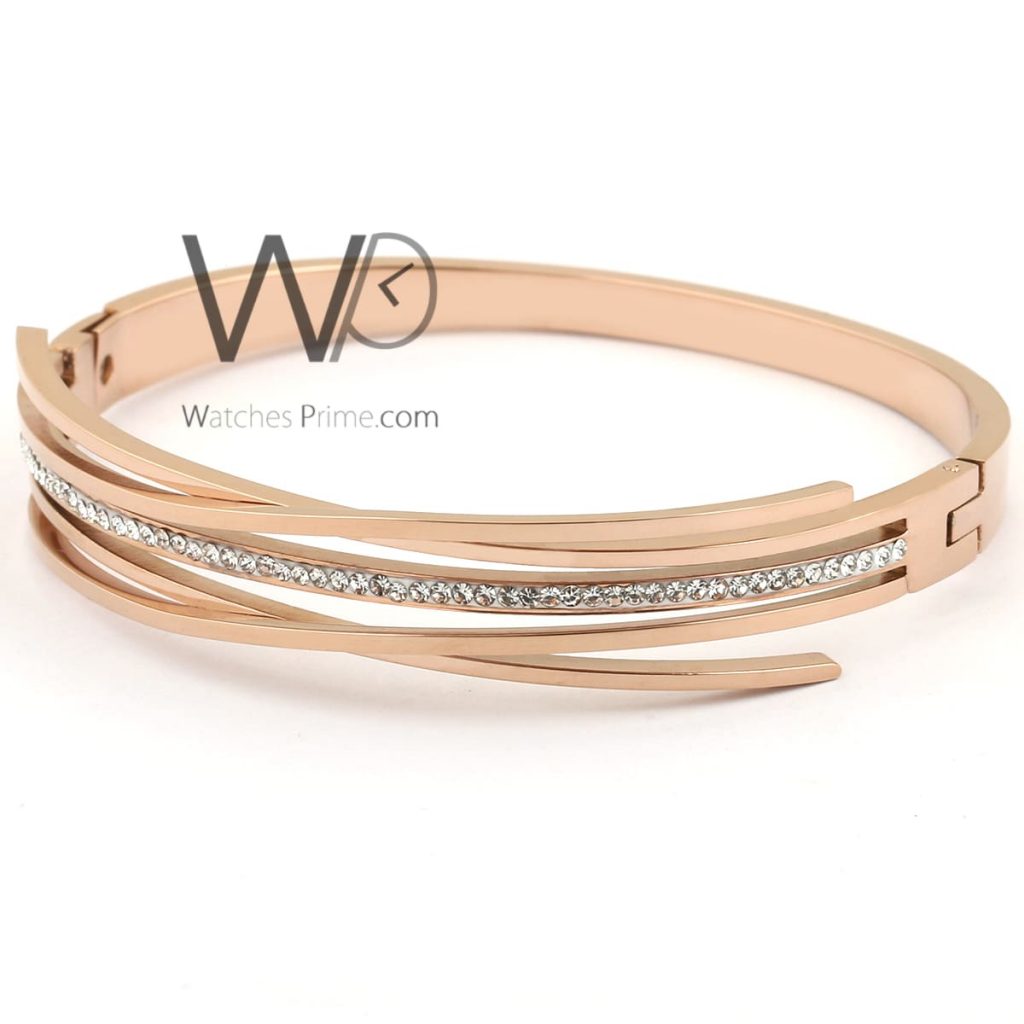 Crossed rose gold metal women bracelet | Watches Prime
