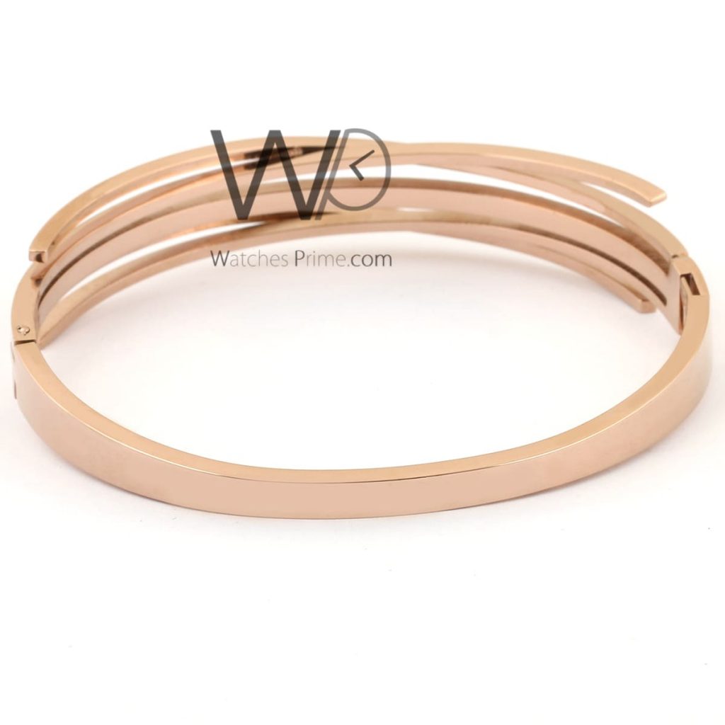 Crossed rose gold metal women bracelet | Watches Prime