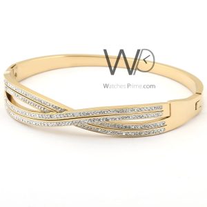 Crossed gold metal women bracelet