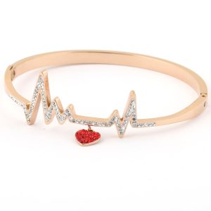Ecg metal rose gold women bracelet