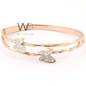 Butterflies rose gold metal women bracelet